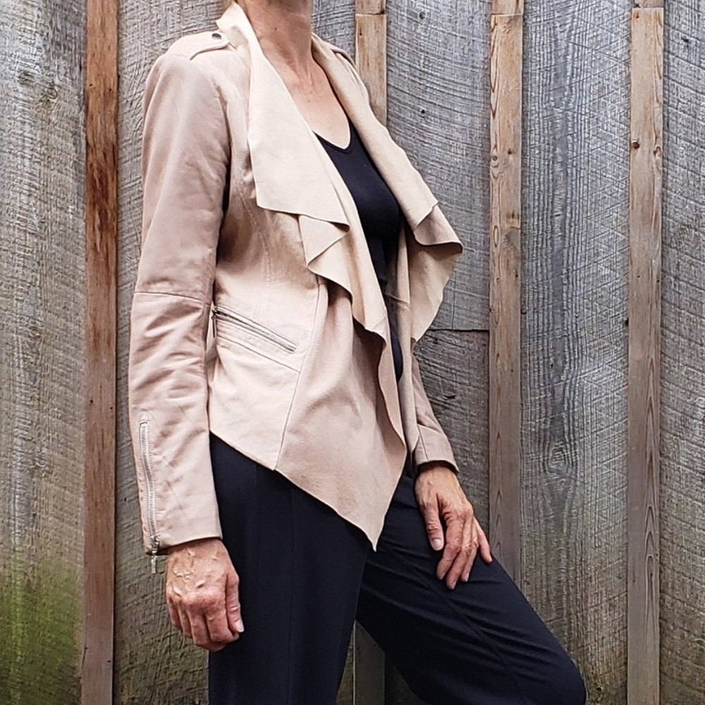 Bernardo Genuine leather drape jacket